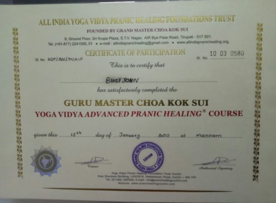 Advanced certified pranic healingg in North Paravoor Kochi Kerala India