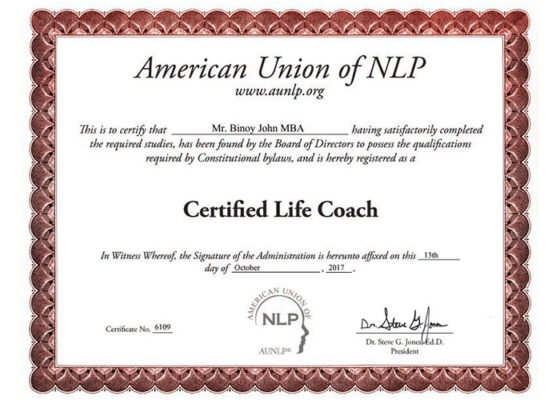 Binoy certified life coach NLP Cherai Paravoor Kochi Kerala India